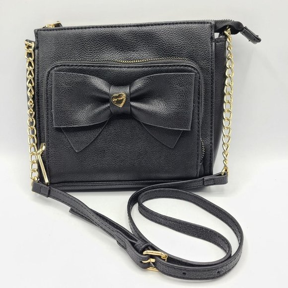Betsey Johnson Bags Betsey Johnson Bow Crossbody With Chain Black Poshmark